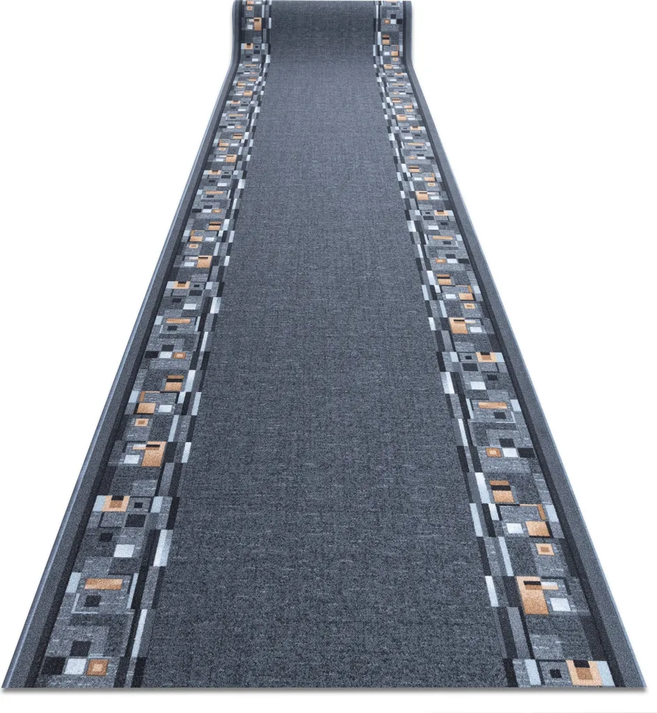 Tapis BOMBAY gris 67x180 cm antidérapant - Tissage plat haute qualité
