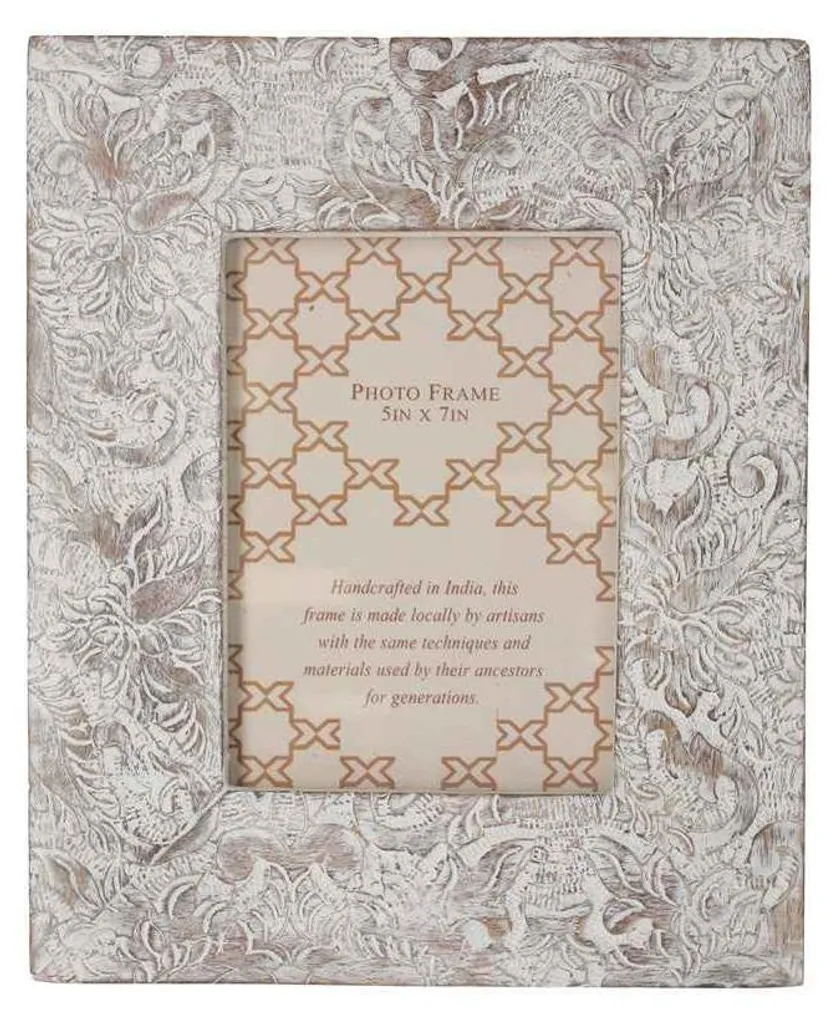 KEYHOMESTORE Cadre Photo Décoratif avec Motifs Feuilles Blanches 13x18