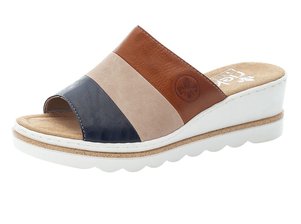 Rieker Damen Pantoletten Keilabsatz Clogs 67492-14, Größe:37 EU, Farbe:Blau