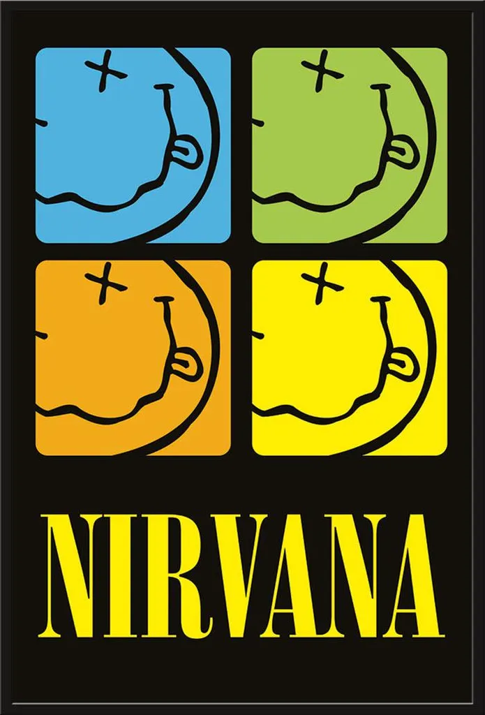 Cadre avec affiche Nirvana Smiley Squares 61x91 cm déco rock Shinsuke