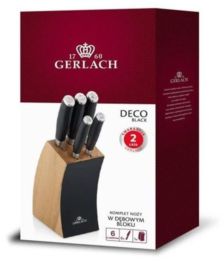 Gerlach Deco Čierna nerezová sada nožov v bloku, 5 kusov Obrázok produktu 