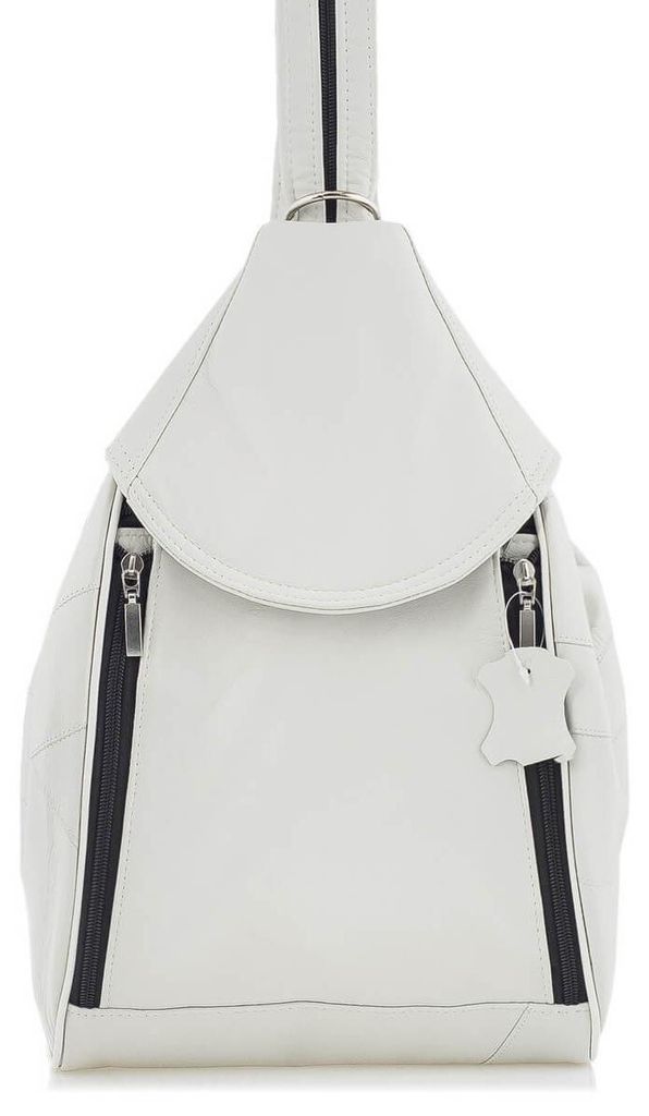 Weiß eleganter Damen Lederrucksack aus Naturleder, Cityrucksack, Freizeitrucksack, Vintage Stil – Belveder Rene04