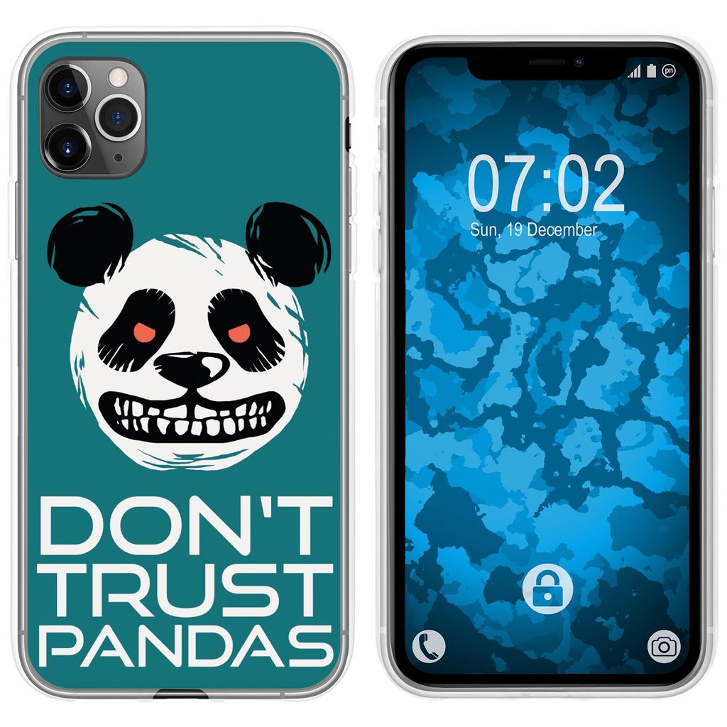 PhoneNatic Case kompatibel mit Apple iPhone 11 Pro Max Silikon-Hülle Crazy Animals Panda M2