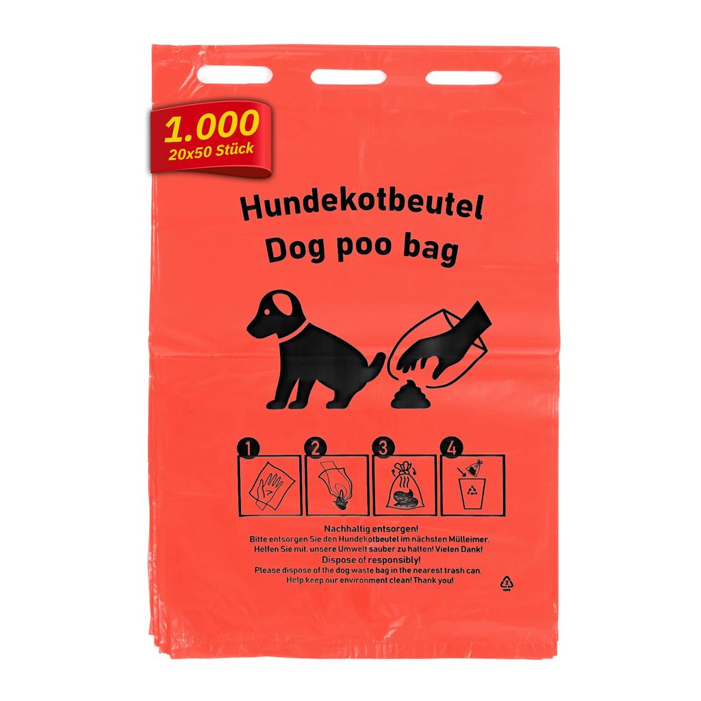 Hypafol Hundekotbeutel Rot | 1.000 Beutel | HDPE | 20 x 50 Produktbild 