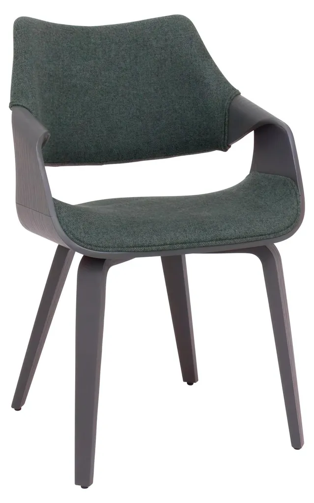 Chaise de salle à manger Austria tapissée vert sauge et bois contreplaqué