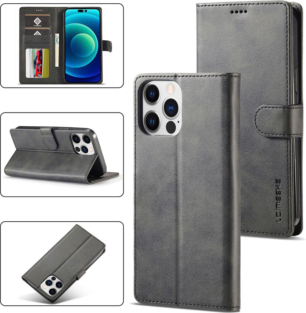 iPhone 14 Pro Max Hülle, Klapphüllen Brieftasche Leder Magnetverschluss Ständer Schutzhülle für iPhone 14 Pro Max Schwarz
