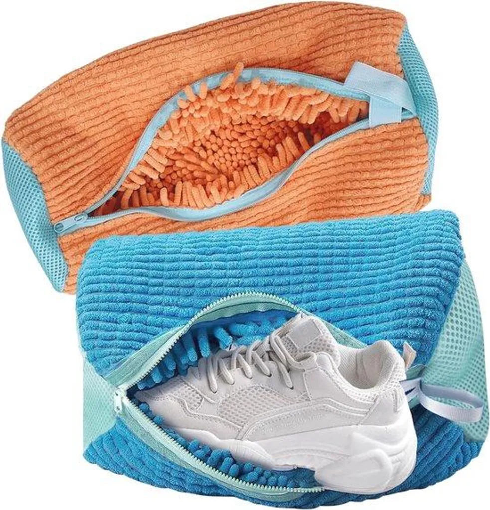 Sac de lavage pour chaussures lot de 2 filets de protection 28x40cm blanc
