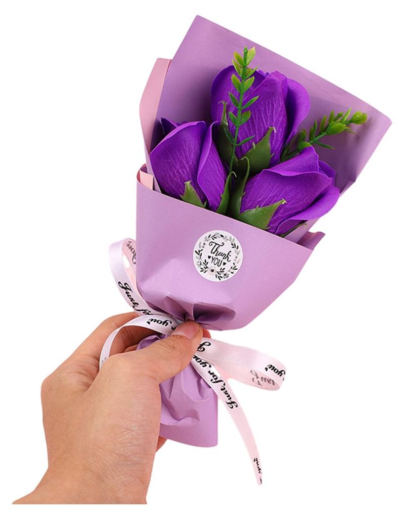 3 künstliche Rosenköpfe, Mini-Duftblumenstrauß aus Seife – das perfekte Geschenk für Frauen, Mütter, Ehefrauen, zum Valentinstag, Jahrestag,...