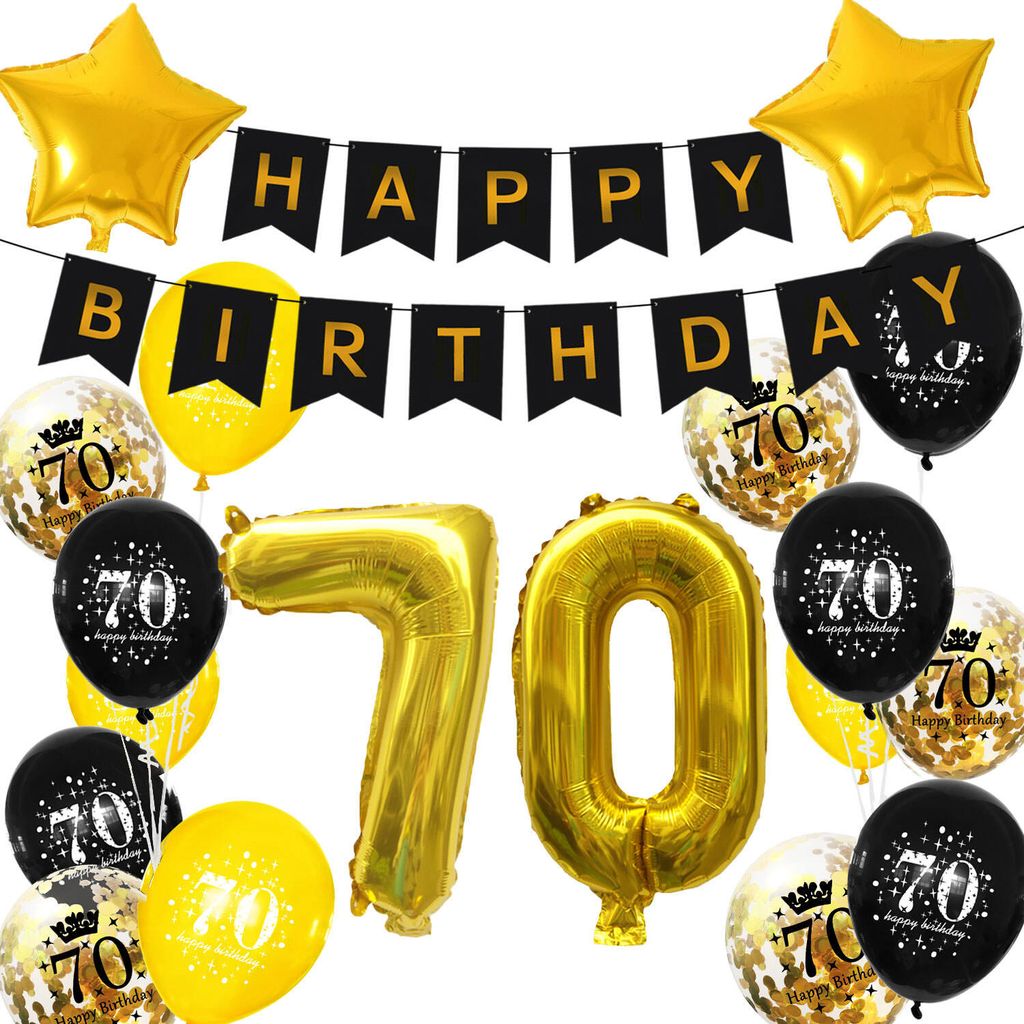 Oblique Unique 70. Geburtstag Party Deko Set - Happy Birthday Girlande + Zahl 60 Ballons + Konfetti Luftballons