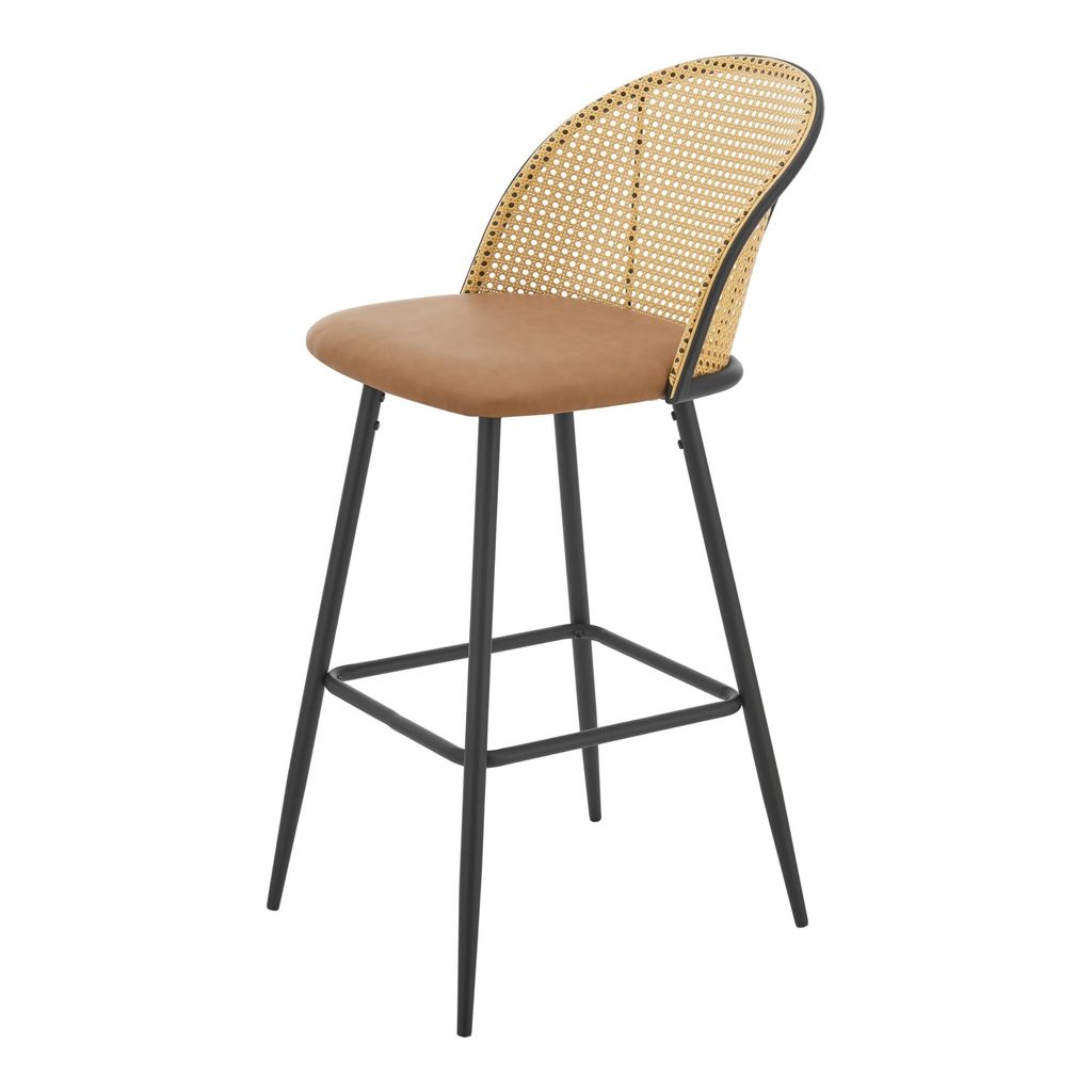 In And OutdoorMatch Stilvoller Barhocker Vinno – 2er-Set – 102 x 44 x 63 cm – Braun und Schwarz – Sitz aus Kunstleder – Sitz gepolstert ...