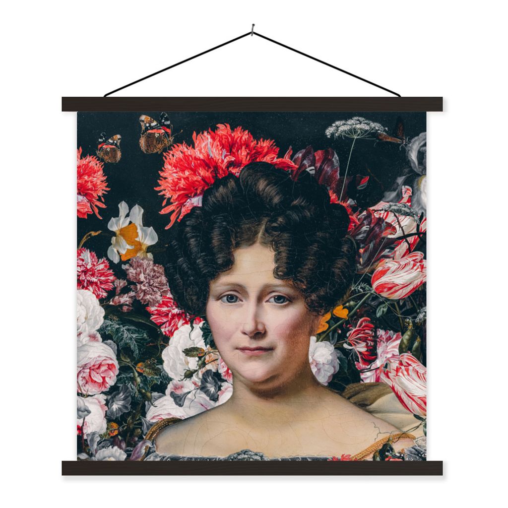 MuchoWow Textilposter Malerei - Blumen - Natur 40x40 cm mit schwarzem Rahmen - Fotos