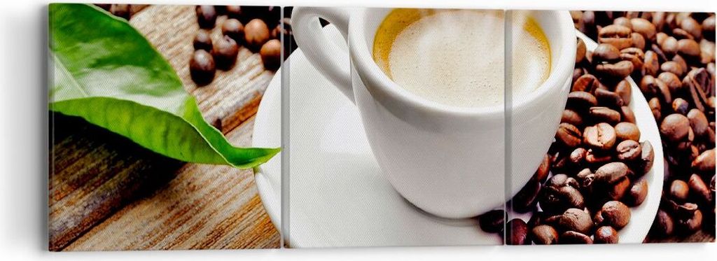 Bild auf Leinwand - Leinwandbild - Kaffee Tasse Espresso heiß - 90x30cm - Wand Bild - Wanddeko - Leinwanddruck - Bilder - Kunstdruck - Wanddekorat...