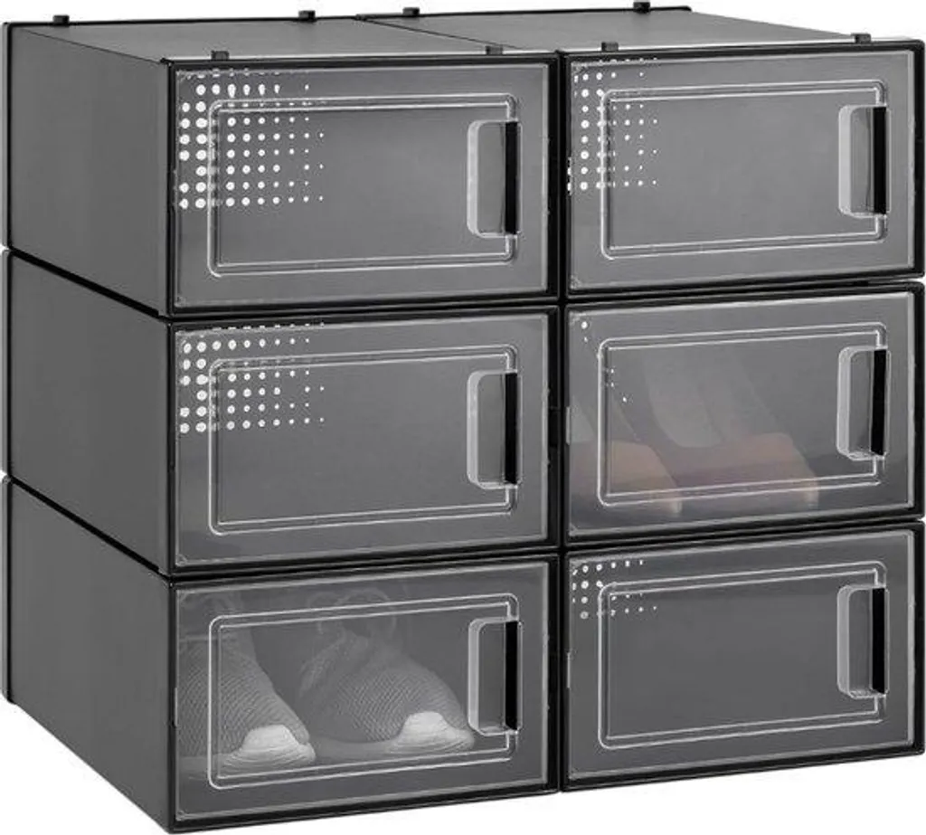 Rangement Chaussures Gain de Place Lot de 6 Boîtes Noires pour Dressing