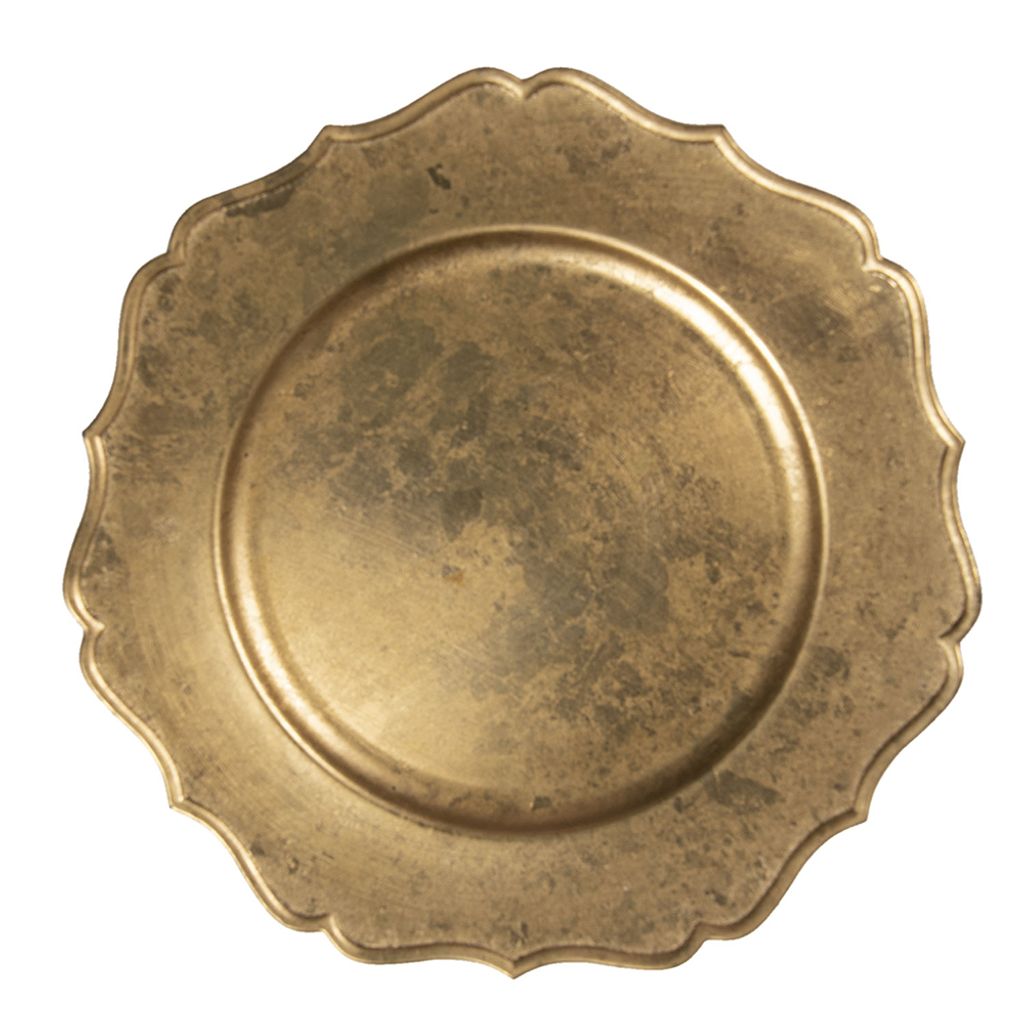 Clayre & Eef Unterteller Ø 33 cm Goldfarbig Kunststoff Rund