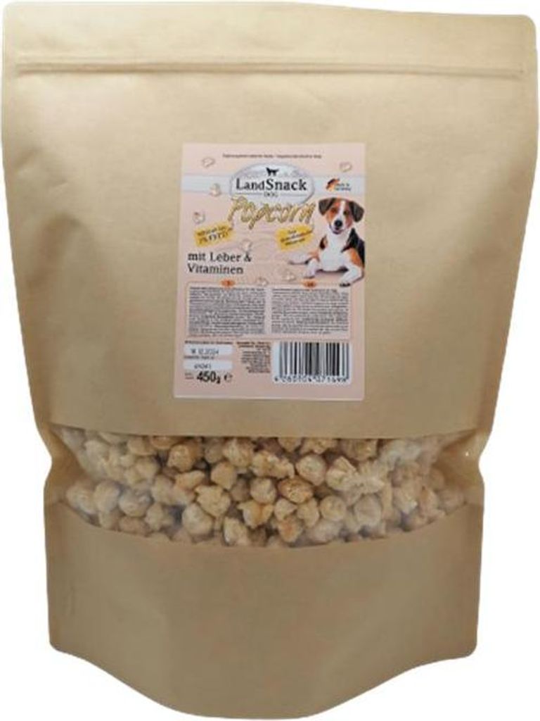 LandSnack für Hunde Popcorn mit Leber und Vitamine 450 g XXL-Pack
