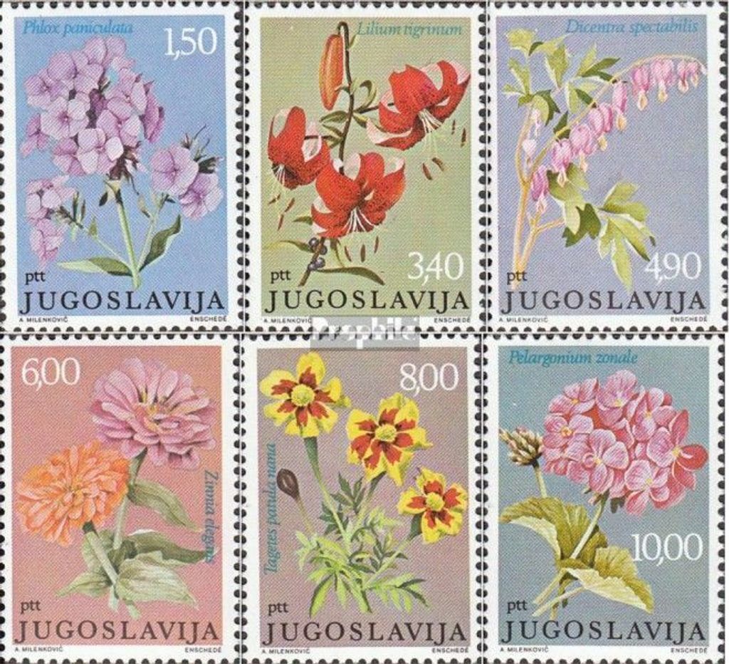 Briefmarken Jugoslawien 1977 Mi 1676-1681 (kompl.Ausg.) postfrisch Gartenblumen