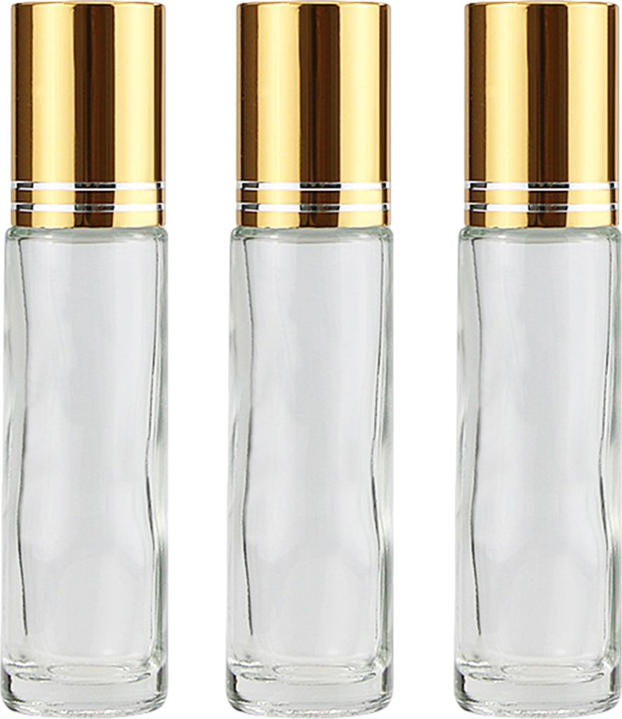 3/12 Stück Rollperlenflaschen für ätherische Öle, nachfüllbar, leere Flasche aus klarem Glas mit Rollkugeln aus Edelstahl für Parfüm, Kosmet...