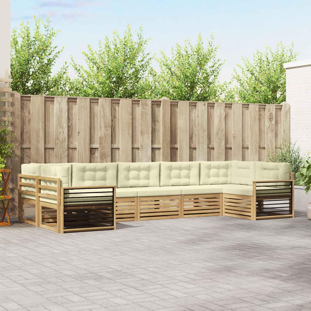 Möbel Outdoor-Sofagarnitur mit Kissen 7 pcs Weiß und CremeGartensofas - Gartensofas c4206