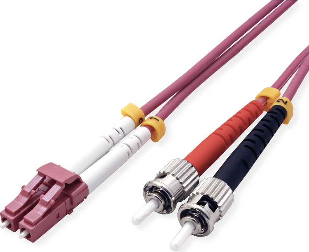 VALUE LWL-Kabel 50/125μm OM4, LC/ST, violett, 2 m