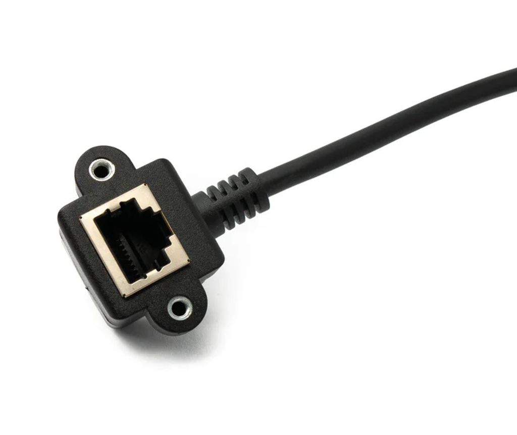 LAN Kabel 150 cm 8P8C Buchse zu RJ45 Stecker Winkel Schraube Adapter in Schwarz