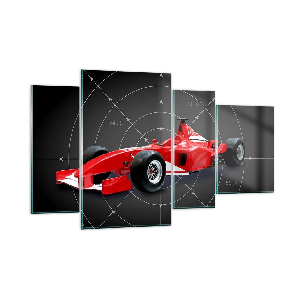 Bilder auf glas - Formel F1 Auto Geschwindigkeit - 120x70cm - Glasbilder - Wandbilder - Kunstdruck - zum Aufhängen bereit - Wanddekoration aus Gla...