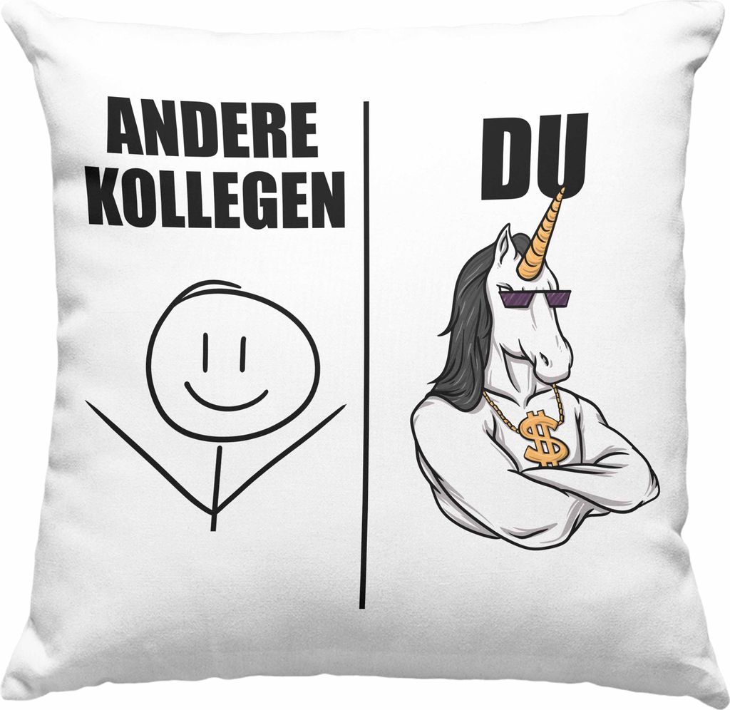 Trendation - Bester Kollege Deko-Kissen mit Füllung 40x40 Geschenk Lieblingskollege mit Spruch Danke Lustig (Grau)