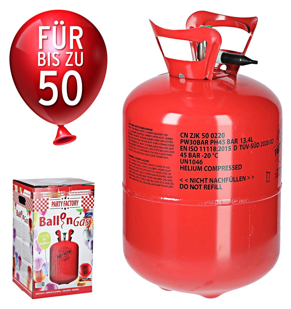 Helium Ballongas für ca. 50 Ballons Luftballons Heliumflasche Folienballons