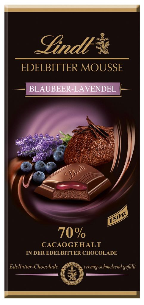 Lindt Edelbitter Mousse Blaubeer-Lavendel Tafel 150g Produktbild 