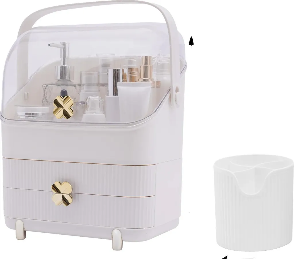 Boîte maquillage pour coiffeuse organisateur de soin blanc anti-poussière