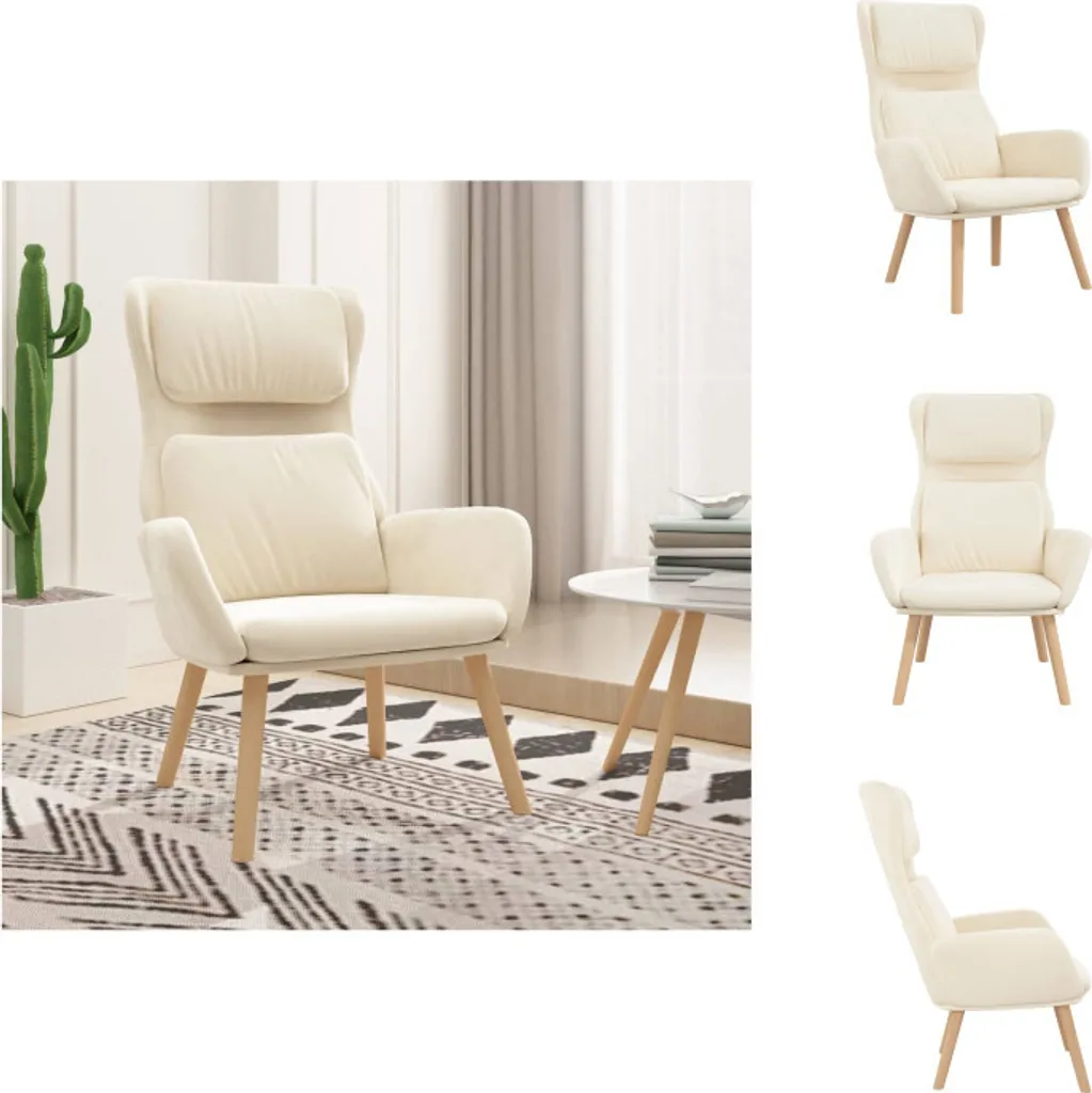 vidaXL Poltrona Relax Velluto Bianco Crema - Seduta Comfort Living - 1
