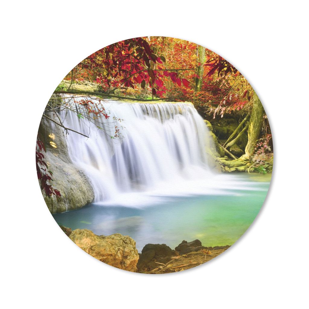 MuchoWow Mauspad Mousepad Herbst - Wasserfall - Natur 30x30 cm - Mousepads - Maus Mat - Pad - Mausunterlage - Tischunterlage - Schreibtischmatten