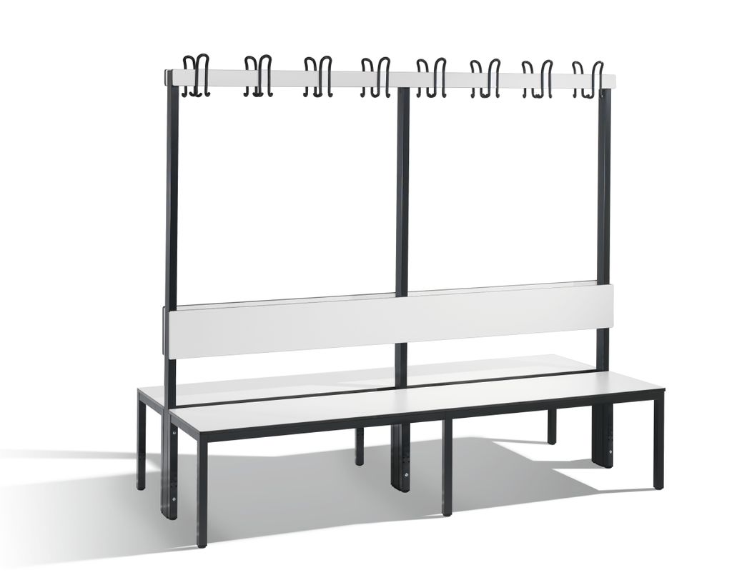 C+P Doppelseitige Garderobenbank mit Rückenlehne, Basic Plus, H1650xB1960xT760mm