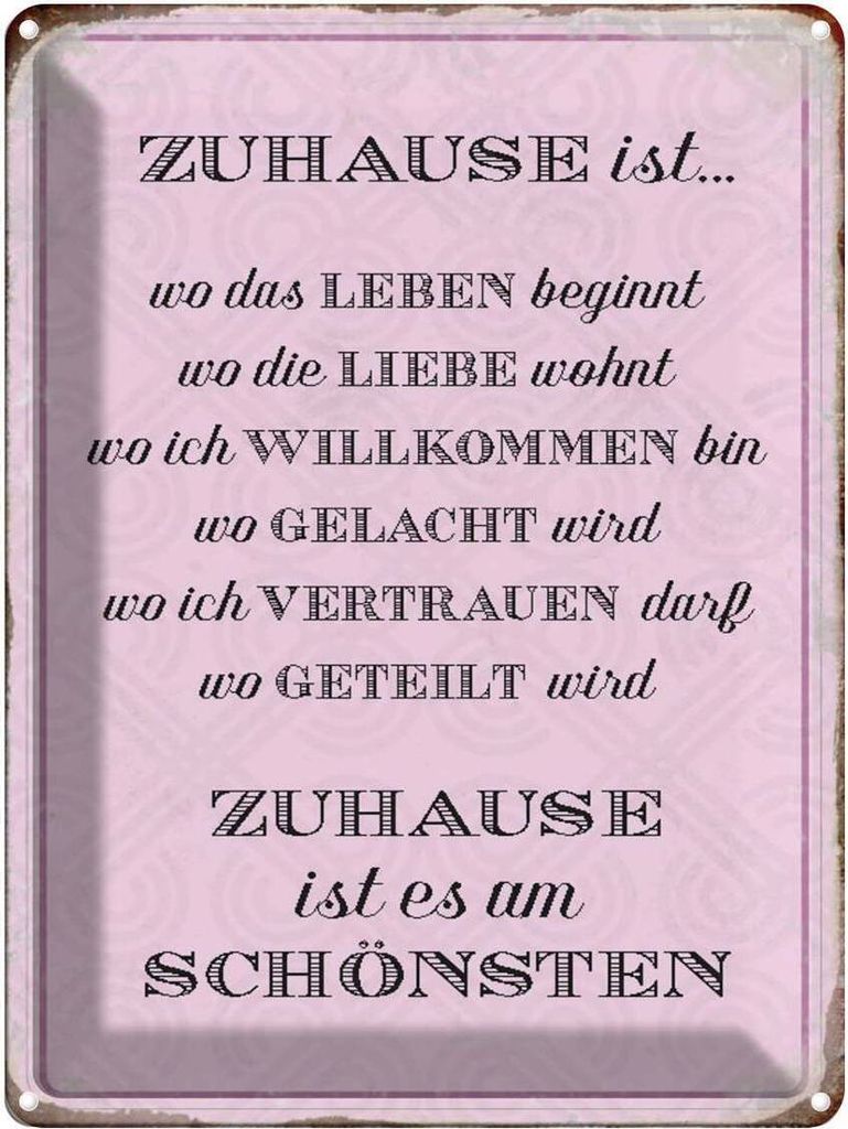 vianmo Blechschild 40x30 cm Zuhause ist es am schönsten Spruch Zitat