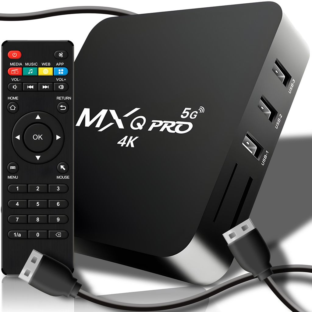 Android TV Box 1/8 GB TV Fernbedienung, 2.4GHz Quadcore-Prozessor, Media Player mit Auflösung Smart TV-Box MXQ PRO 4K und FullHD Retoo