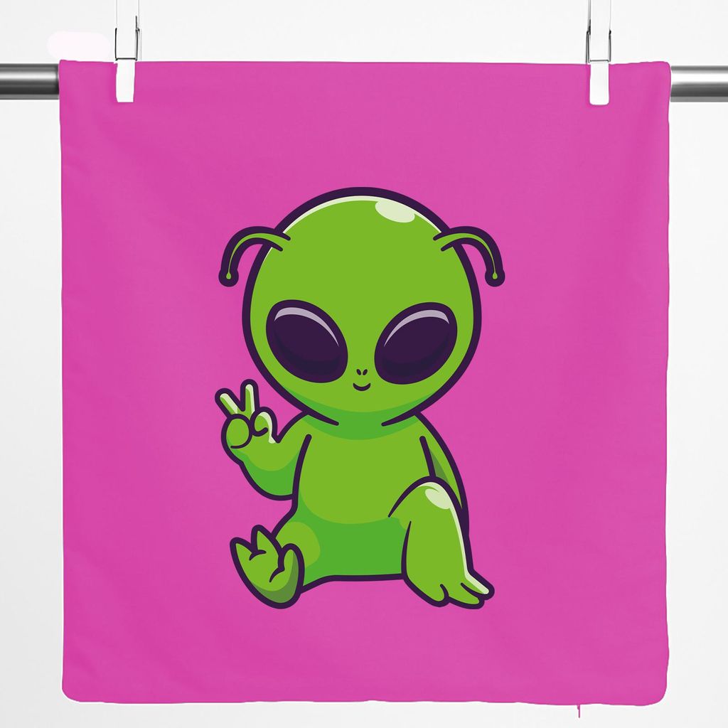 Huuraa Kissenbezug Alien Comic 40x40cm Fuchsia Baumwolle Dekokissenbezug Geschenkidee