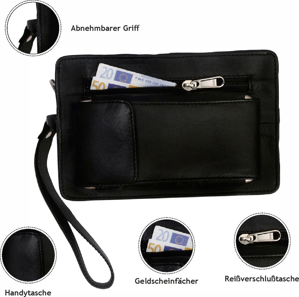 Herren echt Leder Handgelenktasche Herrenhandtasche Reise Produktbild 3