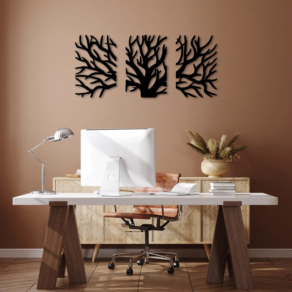 Wallity Albero SKL2331 Nero - Decorazione Parete Metallo 46x70cm