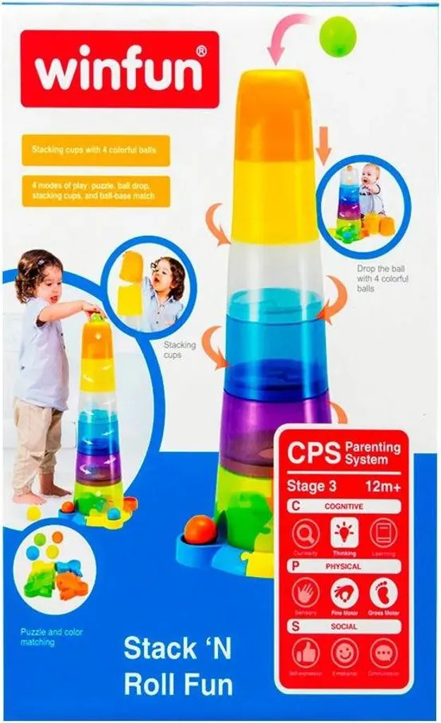 Winfun Jeu d'empilage et de roulement Blocs Multicolores Bébé 12 mois