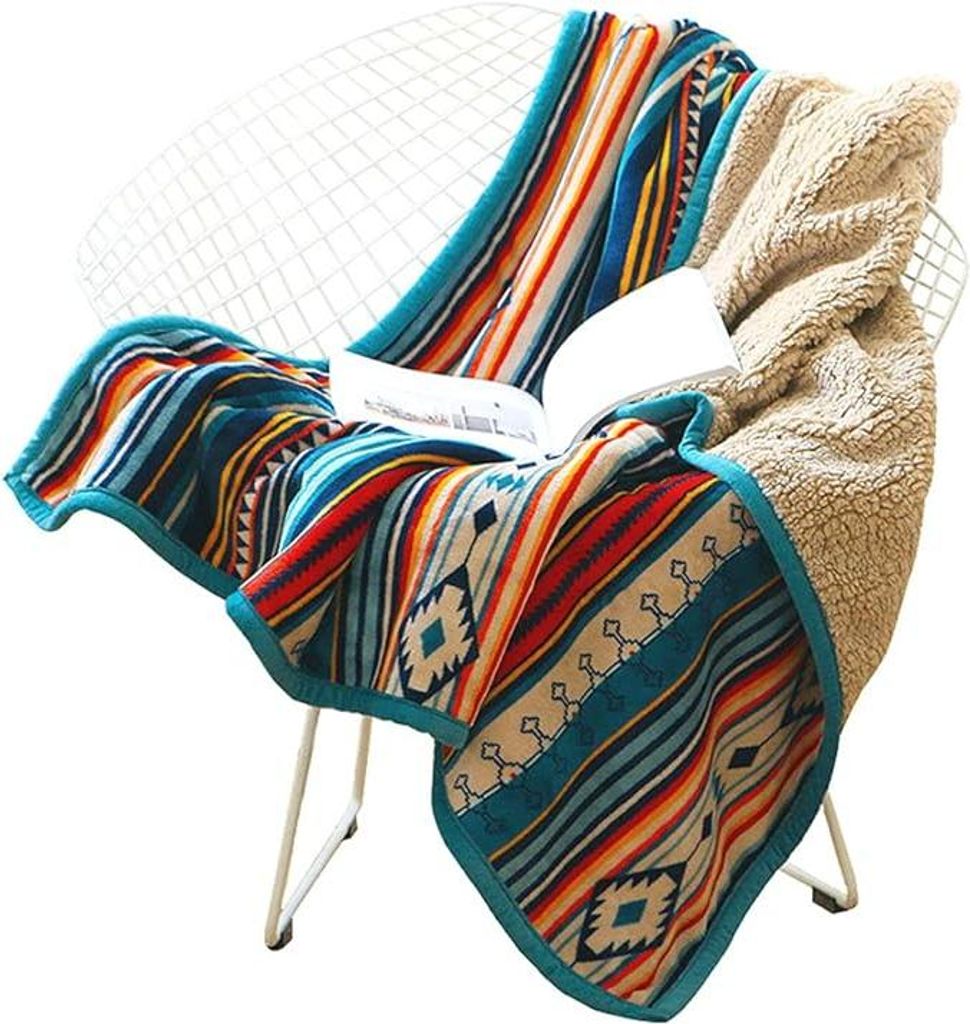 Korallen-Fleece-š¹berwurfdecke, flauschig, weiche Couchdecke, warme Bettdecke, buntes Streifenmuster, Reisedecken fš¹r Schlafzimmer, Wohnzimmer...