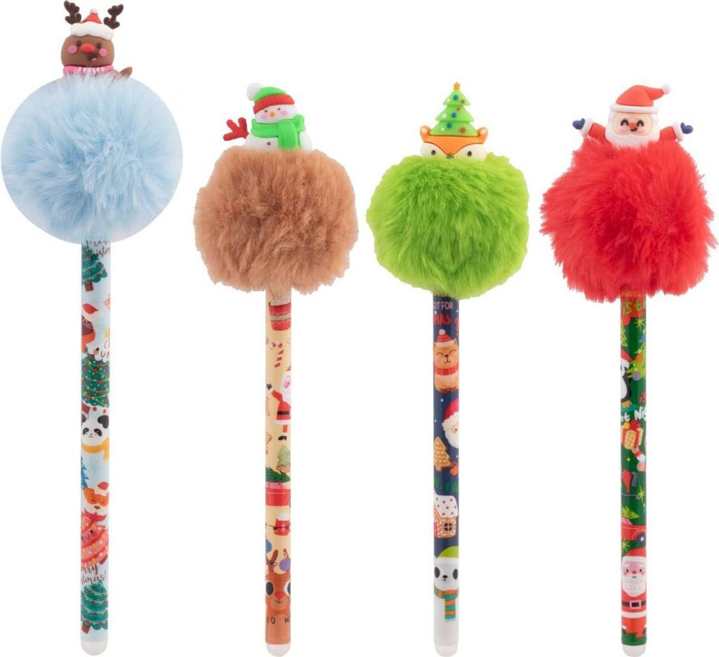 Radierbarer Stift mit Pomopon Frohe Weihnachten Xmass Happy Color