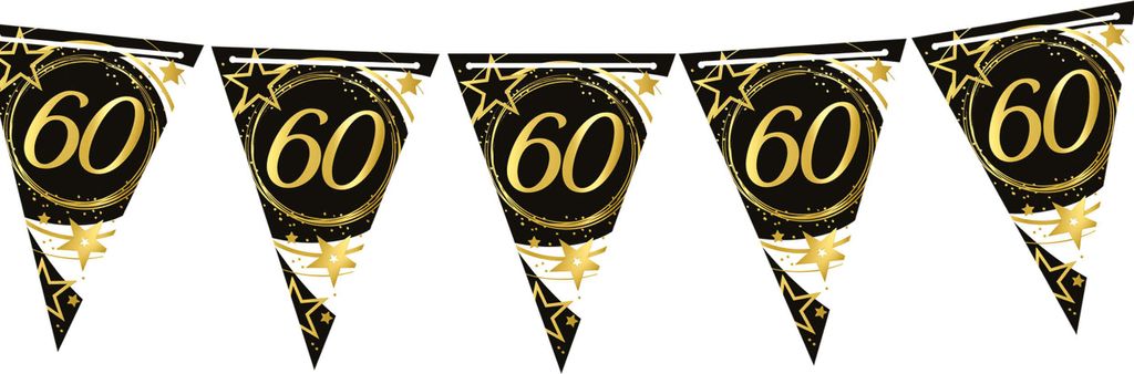 Banner Fahne Papiergirlande 60. GEBURTSTAG Schwarz Gold Party 300cm
