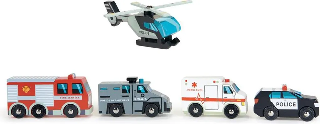 Véhicules de secours bois : Set robuste Tender Leaf sans plastique