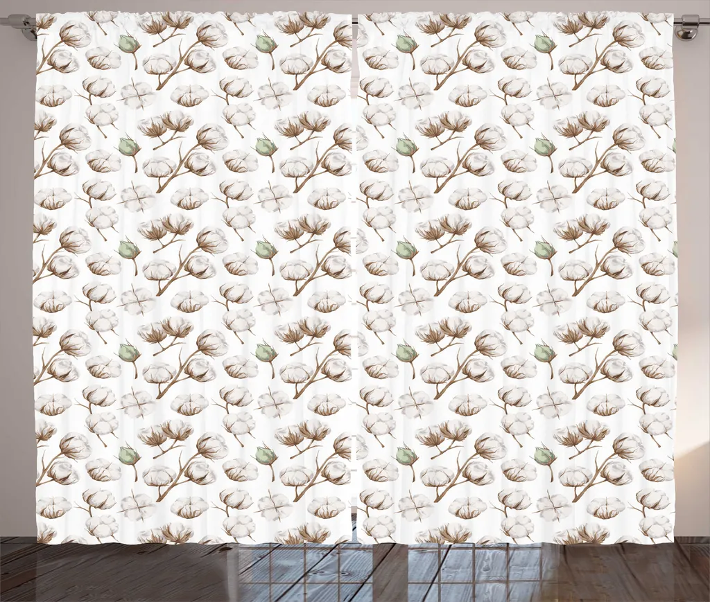 ABAKUHAUS Rideau Botanique Rustique en Coton avec Boucles 280 x 225 cm