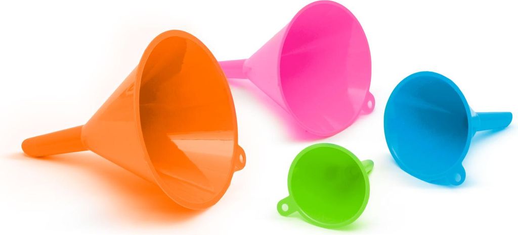 4-teiliges Trichterset – Küchentrichter aus Kunststoff in verschiedenen Größen – Ideal zum Einfüllen von Flüssigkeiten in Gläser und Flas...