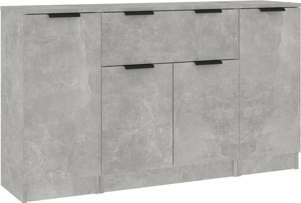 Sideboards 3 Stk. Betongrau Holzwerkstoff