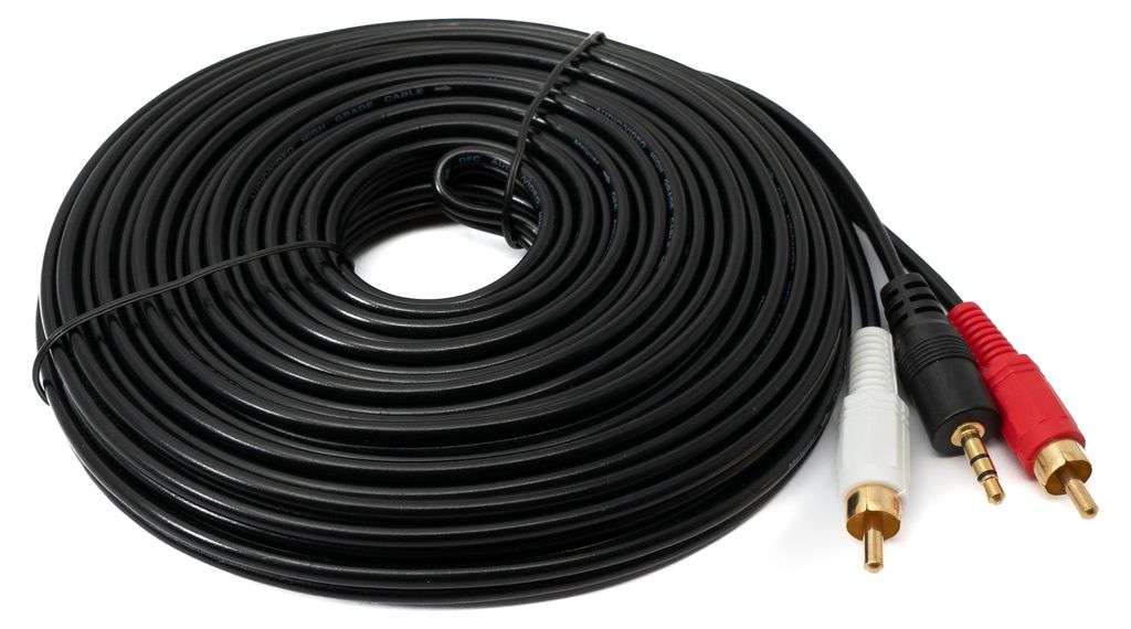 SYSTEM-S Cinch 2 RCA Kabel 10 m Stecker zu AUX 3,5 mm Klinke Stecker Stereo AV in Schwarz