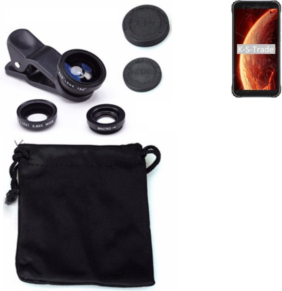 K-S-Trade Smartphone Kamera Linsen Set Kompatibel mit Blackview BV4900 3in1 Clip-On Kamera Adapter Macro Weitwinkel FishEye Fischauge Objektiv Linse
