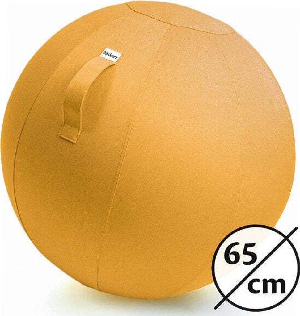 Backerz Bckz Sitzball Leinen 65 CM - Sitzball mit Bezug - Balance Hocker - Luxus Yoga Ball - Ergonomischer Bürostuhl Ball - Gelb