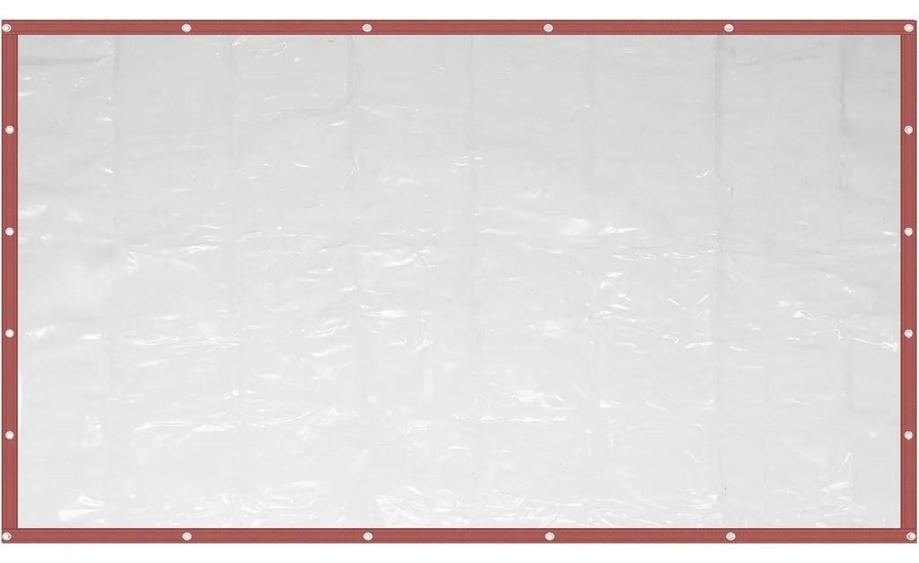 Wasserdichte transparente Plane - PVC Vorhang für Terrasse - Aufrollbar - 0,5 mm stark - Mit Ösen und braunem Rand - 2,5 x 6 m