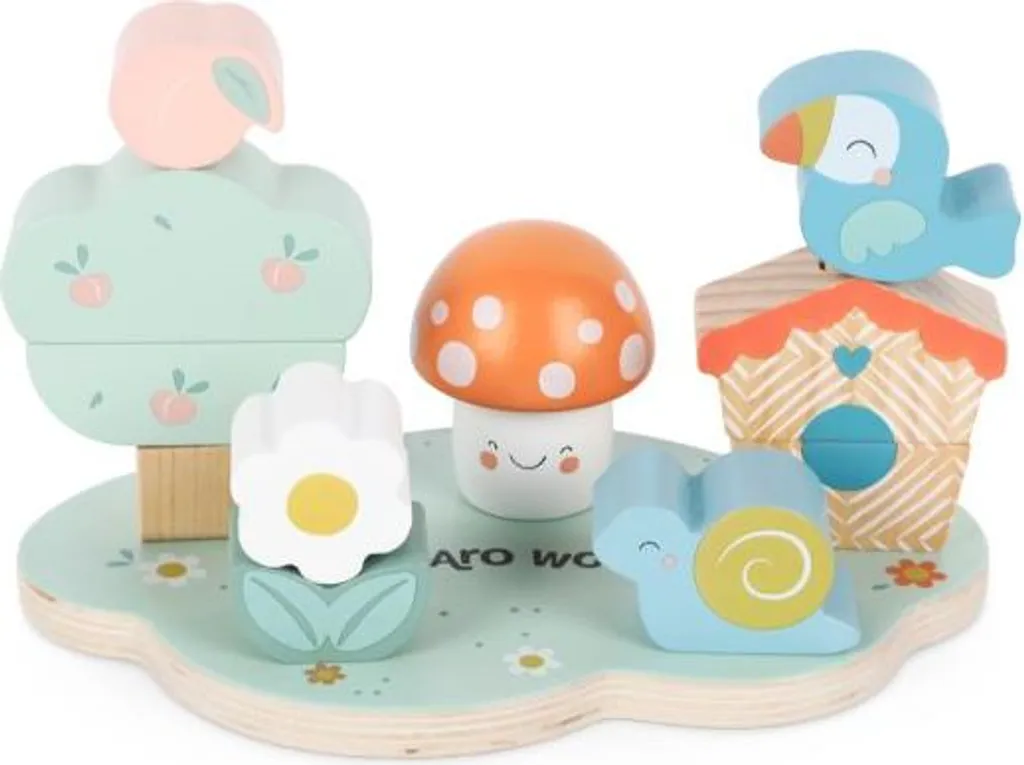 Jardin d'empilage en bois pour bébé 12m+ - Activité de motricité fine